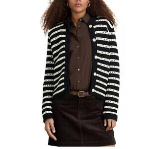 NEW Alex Mill Hailey Cardigan Black/ Cream Size XSmall